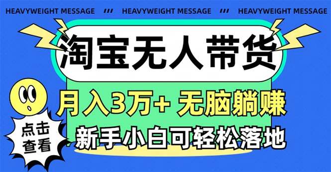 淘宝无人带货3.0高收益玩法，月入3万+，无脑躺赚，新手小白可落地实操-网创财富岛