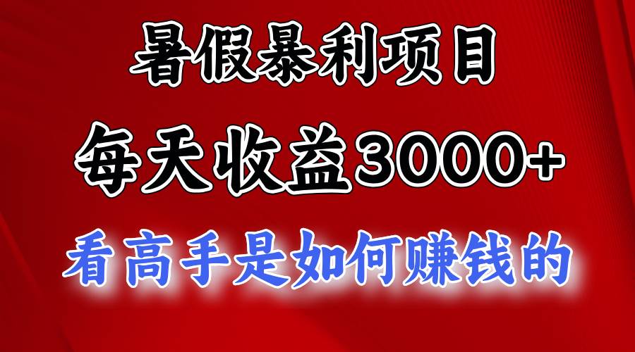 暑假暴利项目，每天收益3000+ 努努力能达到5000+，暑假大流量来了-网创财富岛