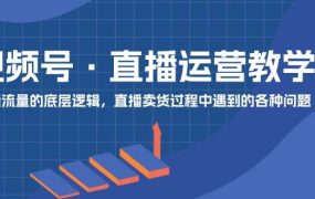 视频号 直播运营教学:直播流量的底层逻辑,直播卖货过程中遇到的各种问题-网创财富岛