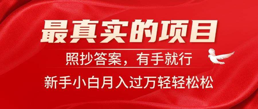 最真实的项目，照抄答案，有手就行，新手小白月入过万轻轻松松-网创财富岛