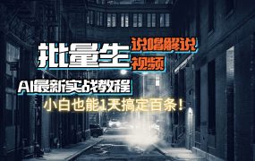 【AI最新实战教程】日入600+,批量生成说唱解说视频,小白也能1天搞定百条-网创财富岛