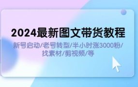 2024最新图文带货教程:新号启动/老号转型/半小时涨3000粉/找素材/剪辑-网创财富岛
