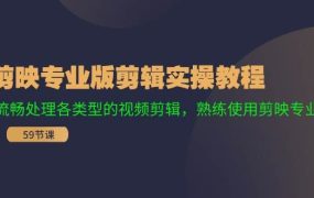 剪映专业版剪辑实操教程:流畅处理各类型的视频剪辑,熟练使用剪映专业版-网创财富岛