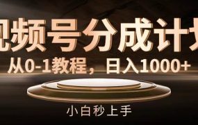 视频号分成计划,从0-1教程,日入1000+-网创财富岛