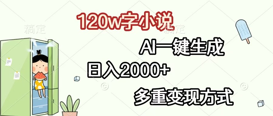 120w字小说，AI一键生成，日入2000+，多重变现方式-网创财富岛