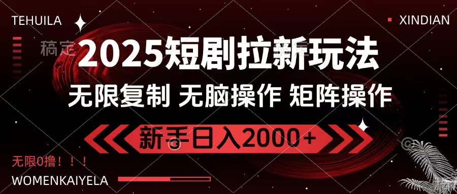 2025短剧拉新玩法，无需注册登录，无限0撸，无脑批量操作日入2000+-网创财富岛