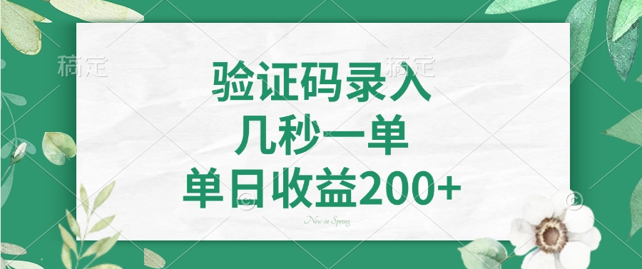 验证码录入，看图识字，几秒一单，单日收益200+-网创财富岛