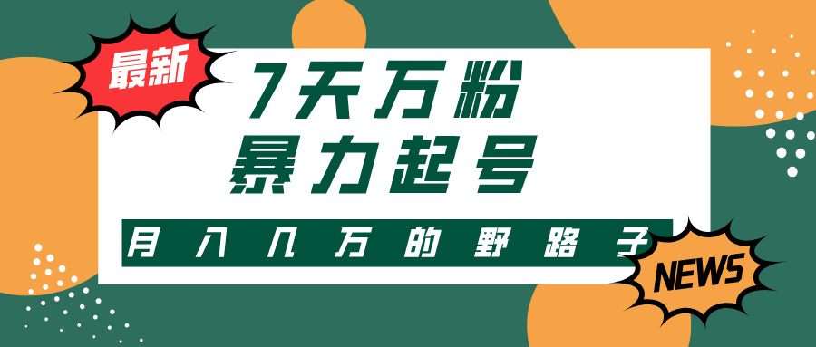 7天万粉，快手暴力起号，多种变现方式，新手小白秒上手，单月变现几万的野路子-网创财富岛