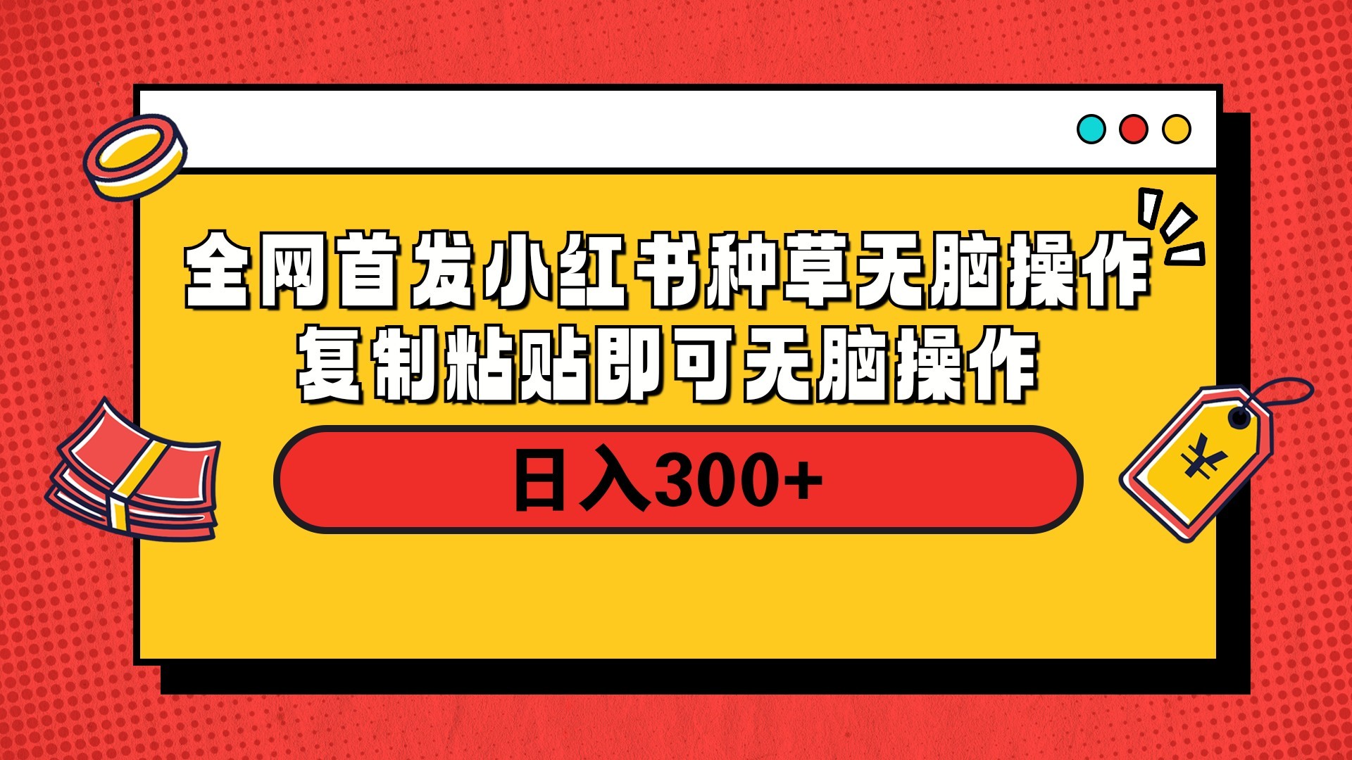 全网首发 小红书种草无脑操作复制黏贴即可 轻松日入300+-网创财富岛