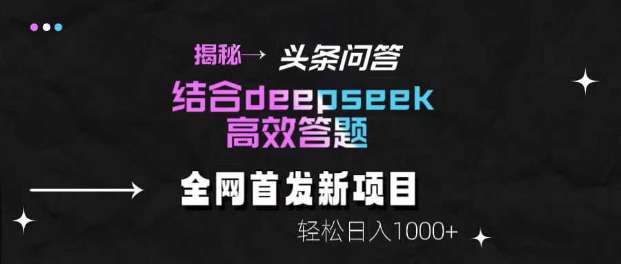 揭秘头条问答新玩法！结合deepseek高效答题，轻松日入1000+-网创财富岛