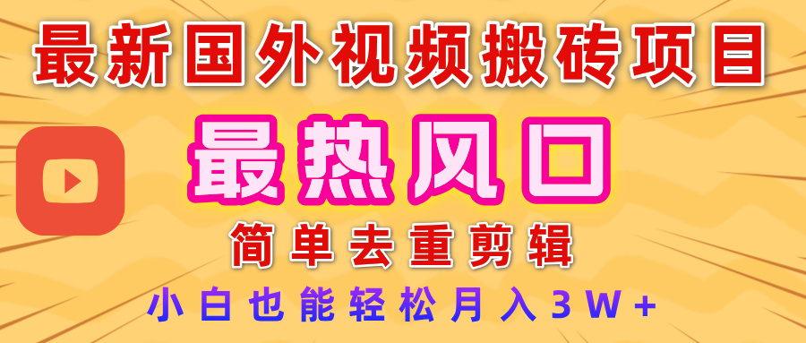 2025最新热门风口，国外视频搬砖项目，简单去重剪辑，小白也能轻松月入3W+-网创财富岛