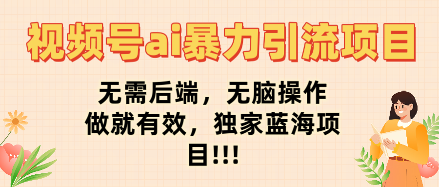 视频号ai暴力引流项目，无需后端，无脑操作，做就有效，独家蓝海项目!!!-网创财富岛