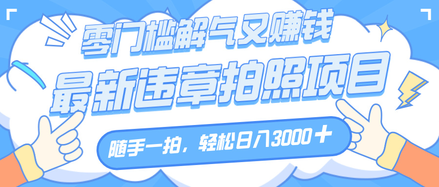 解气又赚钱的项目，随手一拍，轻松收入3000+，最新违章拍照赚钱-网创财富岛