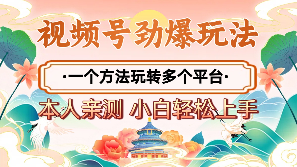 2025年视频号劲爆玩法，一个方法玩转多个平台 小白也能轻松上手-网创财富岛