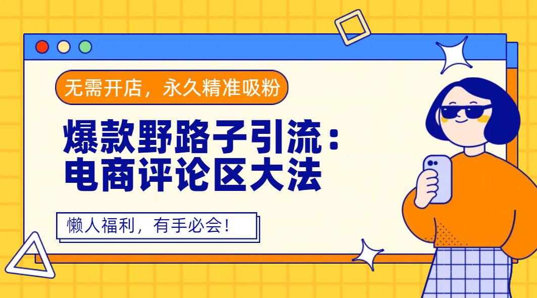 爆款野路子引流：电商评论区大法，无需开店，永久精准吸粉，懒人福利，有手必会！-网创财富岛