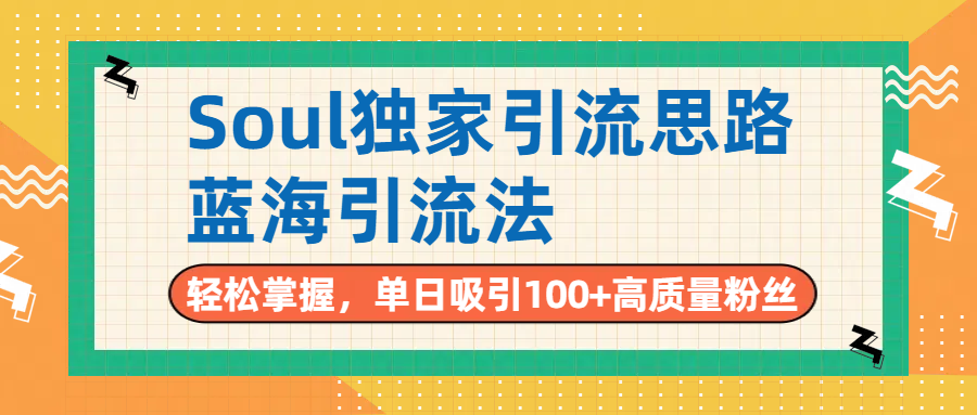 Soul独家引流思路，单日吸引100+高质量粉丝，蓝海引流法，轻松掌握-网创财富岛