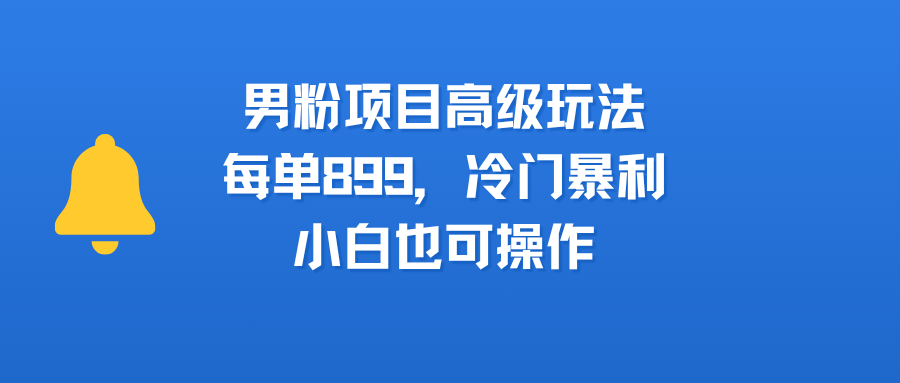 男粉项目高级玩法，每单899，冷门暴利，小白也可操作-网创财富岛