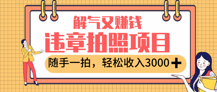 最新违章拍照赚钱，解气又赚钱的项目，随手一拍，轻松收入3000+-网创财富岛