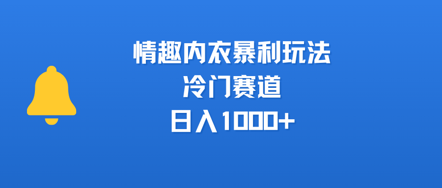 情趣内衣暴利玩法，冷门赛道，日入1000+-网创财富岛