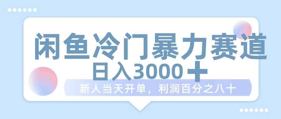 闲鱼冷门暴力赛道，一单 80%利润，新人轻松日入 1000+-网创财富岛
