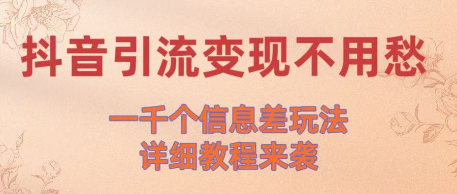 抖音引流变现不用愁！一千个信息差玩法详细教程来袭-网创财富岛