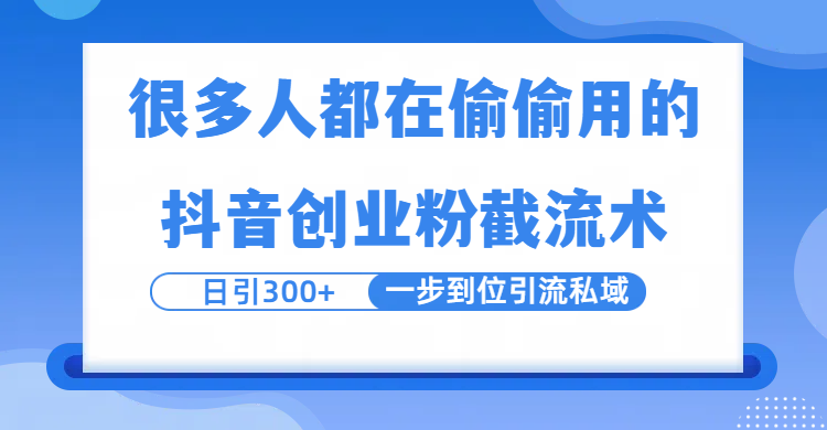很多人都在偷偷用的抖音创业粉截留术，日引300+，一步到位引流到私域-网创财富岛