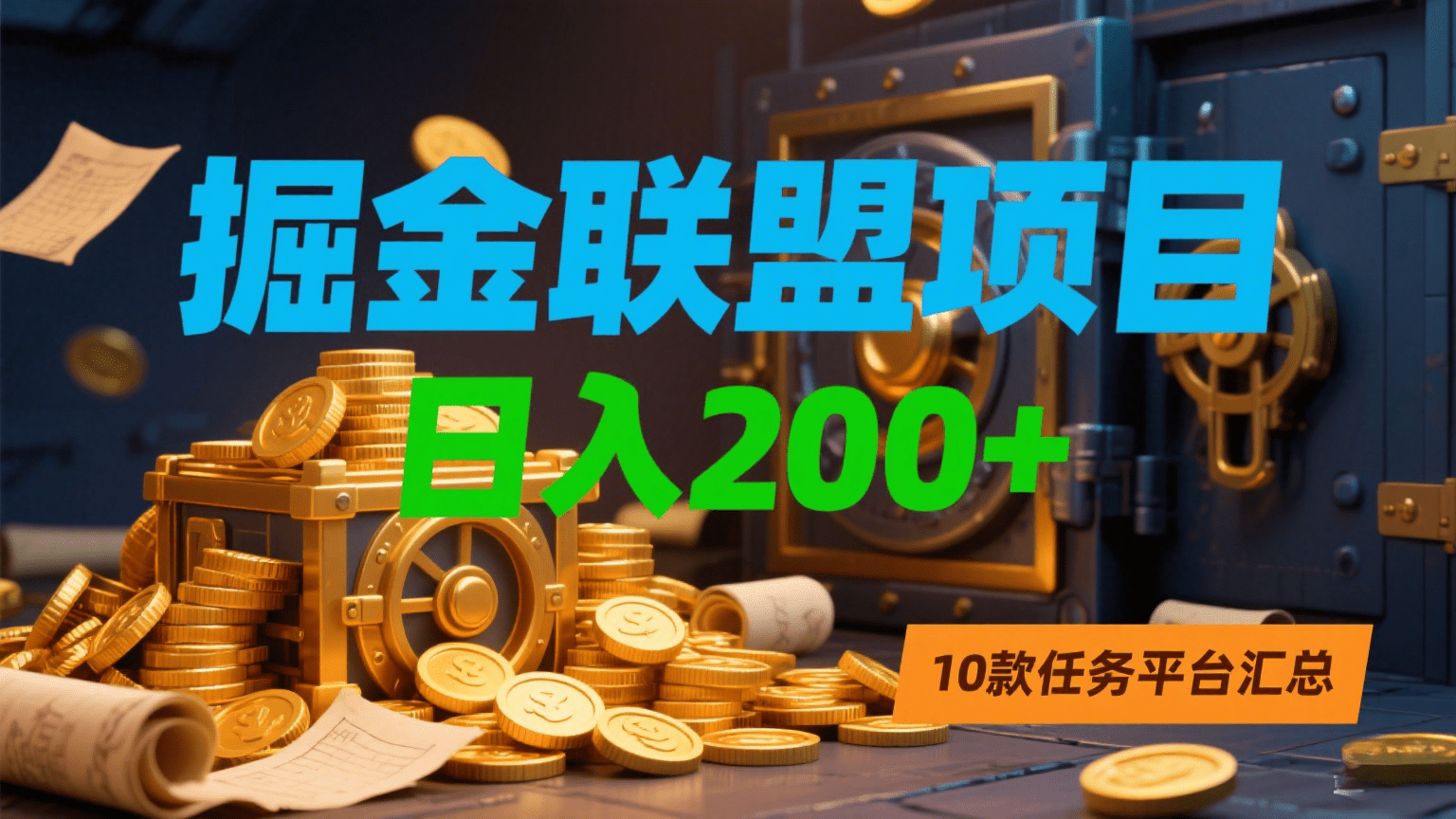 掘金联盟项目，日入200+，10款任务平台汇总-网创财富岛
