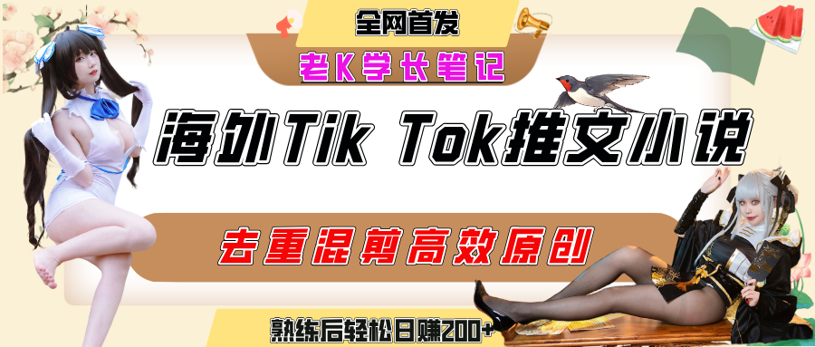 海外tiktok小说推文暴力项目，高停留率，高转化率，上手后一天搞顿饭钱不是问题-网创财富岛