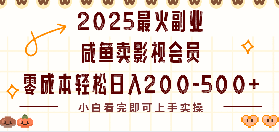 2025最火副业闲鱼卖vip影视会员，零成本日入200-500-网创财富岛