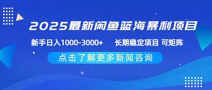 2025最新闲鱼蓝海暴利项目 ，新手日入1000-3000+ 长期稳定项目 可矩阵-网创财富岛