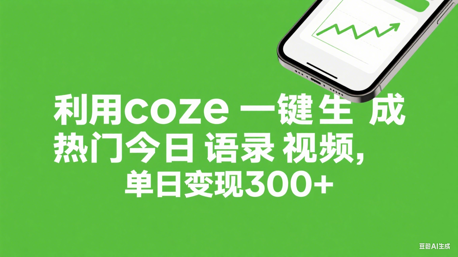利用coze一键生成热门今日语录视频，单日变现300+-网创财富岛