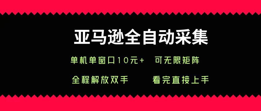 亚马逊全自动采集，单机单窗口一天10+，可无限矩阵去做-网创财富岛