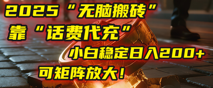 无脑搬砖项目：靠“话费代充”，小白稳定日入200+，可矩阵放大！-网创财富岛