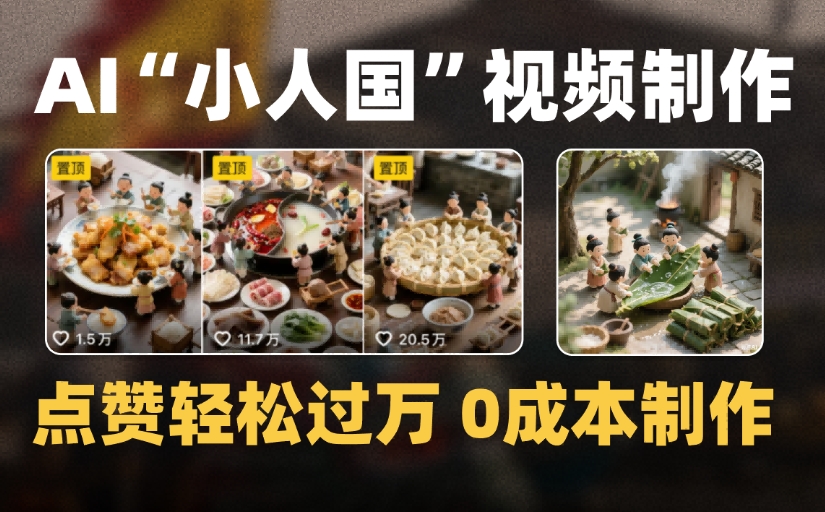 爆款1000W+微缩景观迷你小人国AI视频，0成本制作全流程教学-网创财富岛