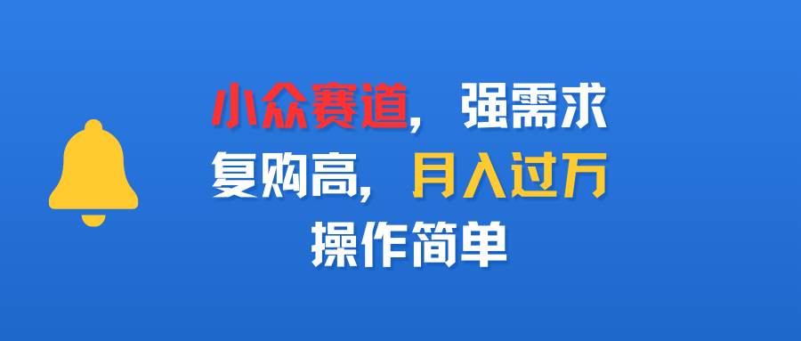 小众赛道，强需求，复购高，月入过万，操作简单-网创财富岛