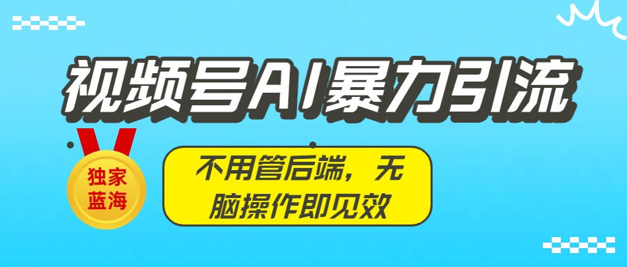 独家蓝海！视频号AI暴力引流：不用管后端，无脑操作即见效-网创财富岛