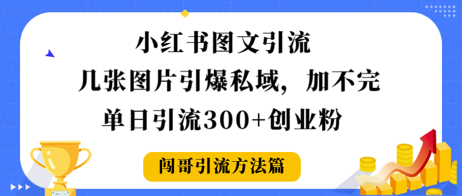 小红书图文引流，几张图片引爆私域加不完，单日引流300＋创业粉-网创财富岛