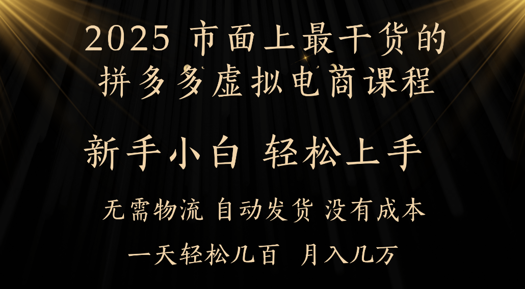 25年最干货的拼多多虚拟电商课程，小白轻松上手，虚拟电商，月入过万只是门槛！-网创财富岛
