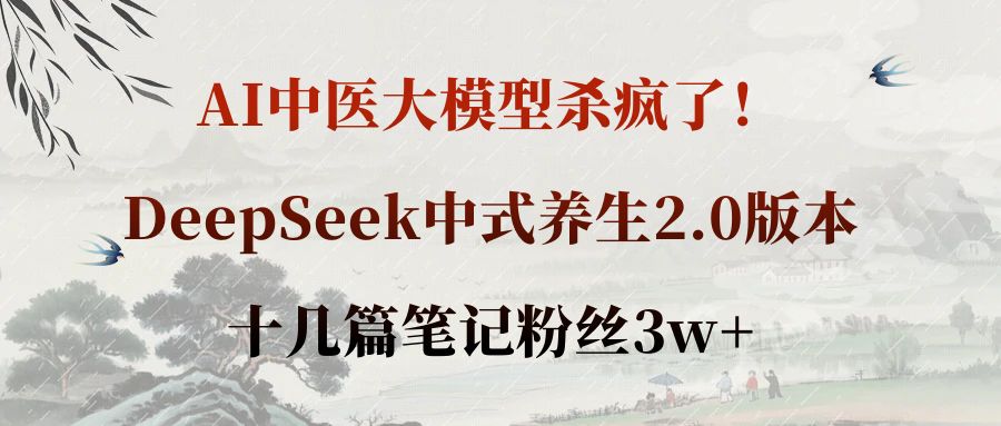 AI中医大模型杀疯了!DeepSeek中式养生2.0版本,十几篇笔记粉丝3w+-网创财富岛