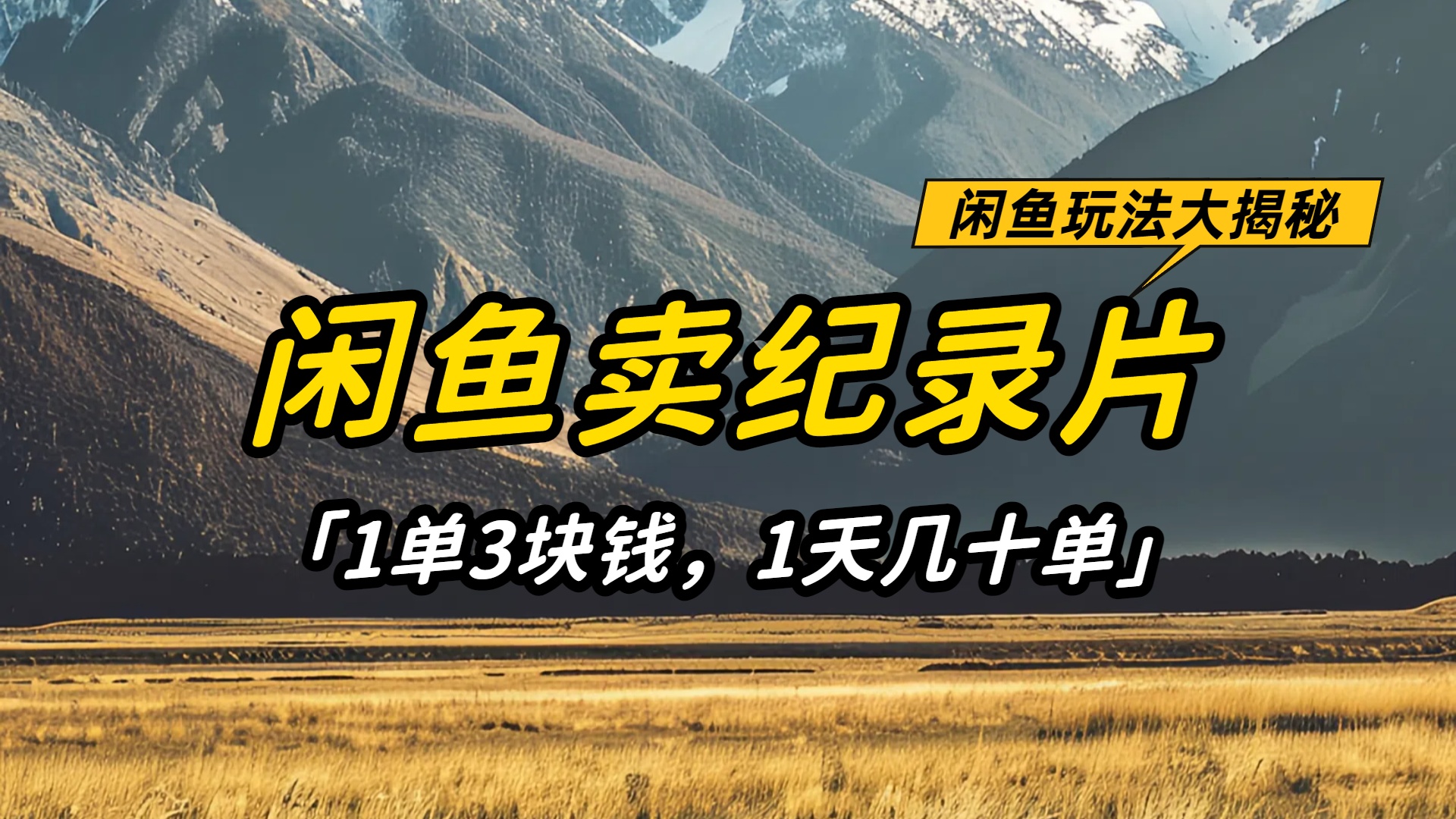 闲鱼卖纪录片1单3块钱,1天几十单,项目稳定有潜力-网创财富岛