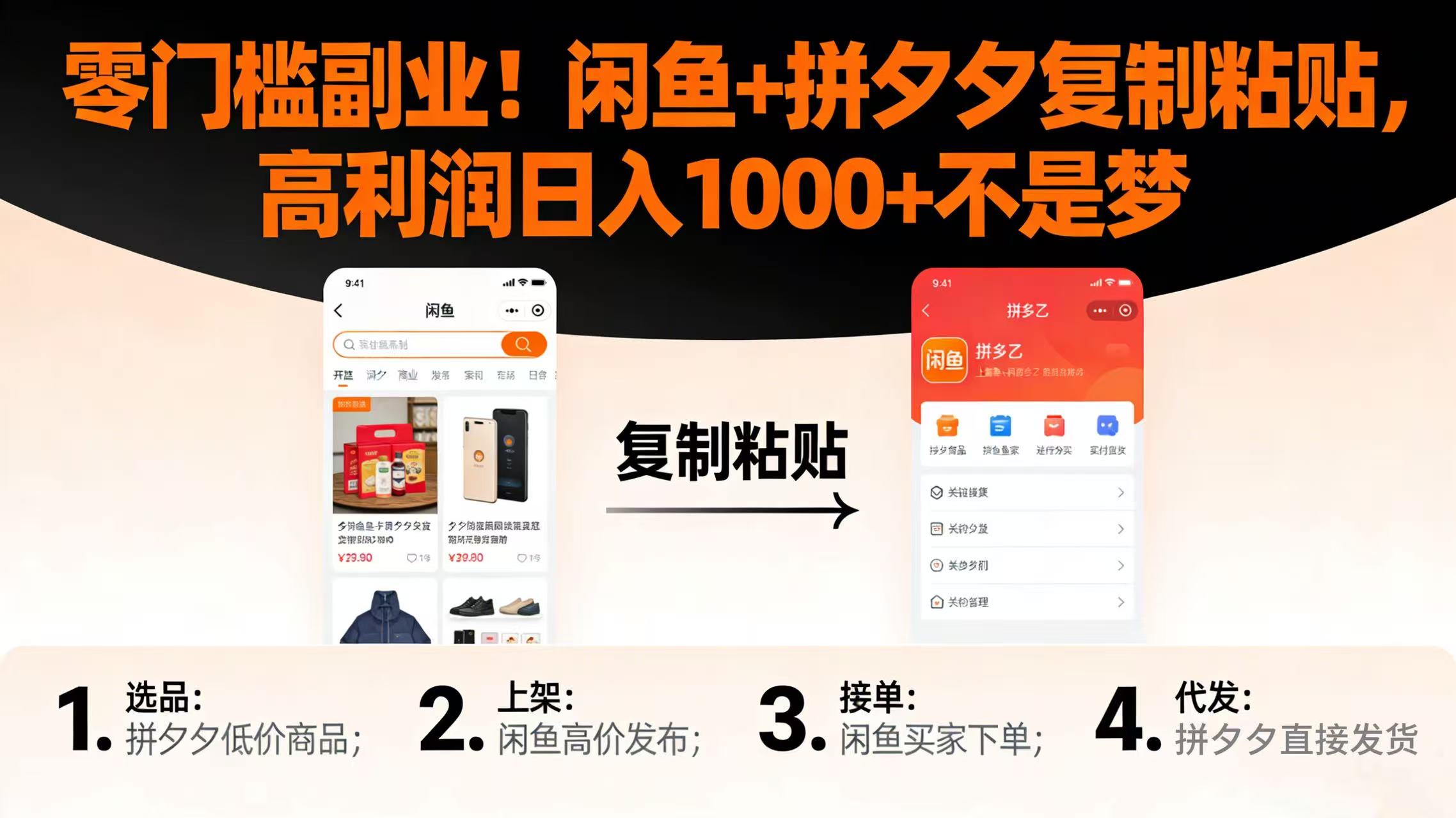 零门槛副业!闲鱼 + 拼夕夕复制粘贴,高利润日入 1000 + 不是梦-网创财富岛