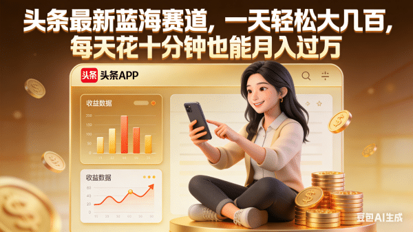 头条最新蓝海赛道,一天轻松大几百,每天花十分钟也能月入过万-网创财富岛