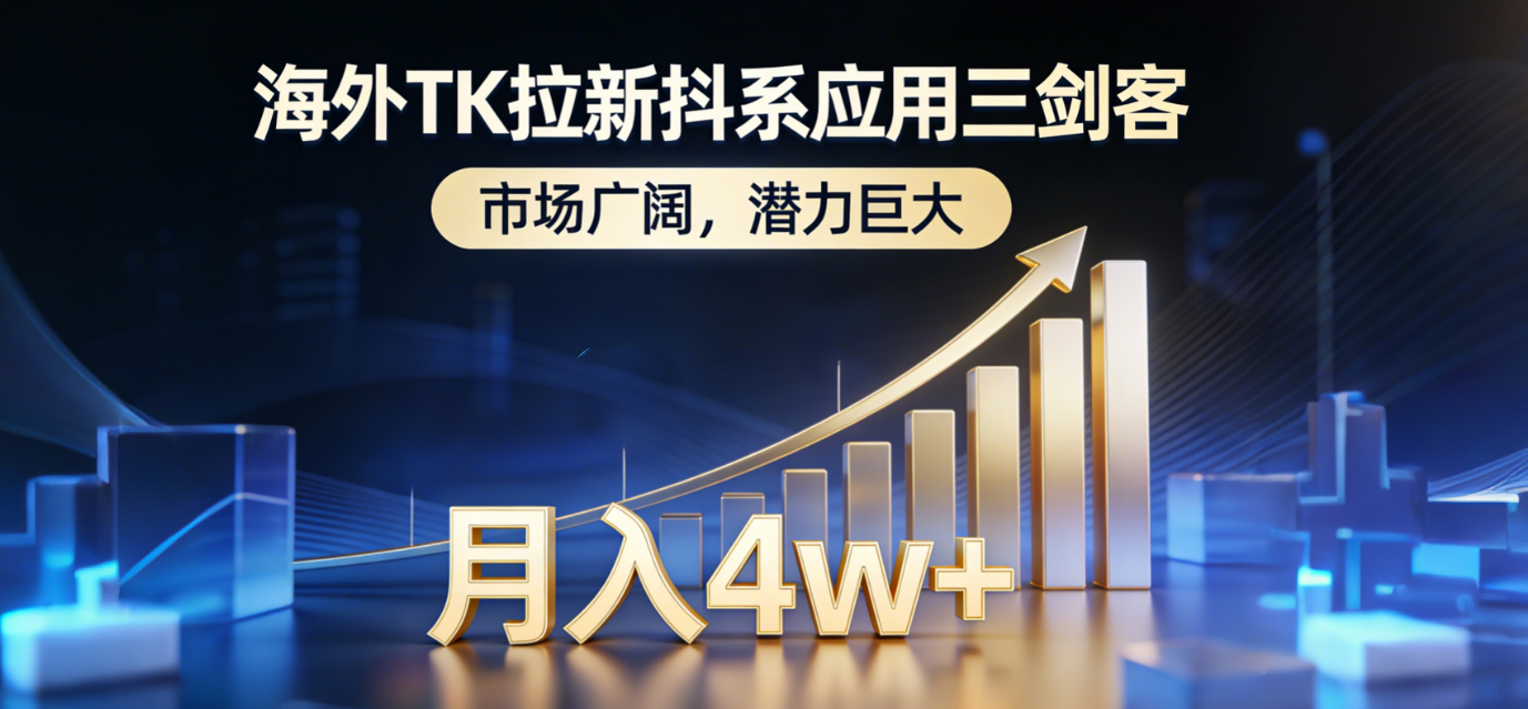 2026海外TK拉新抖系应用三剑客，市场广阔，潜力巨大，月入4w+-网创财富岛