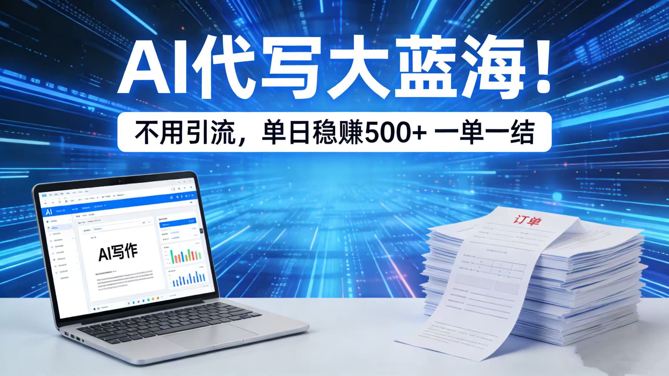 AI 代写大蓝海!不用引流,单日稳赚 500 + 一单一结-网创财富岛