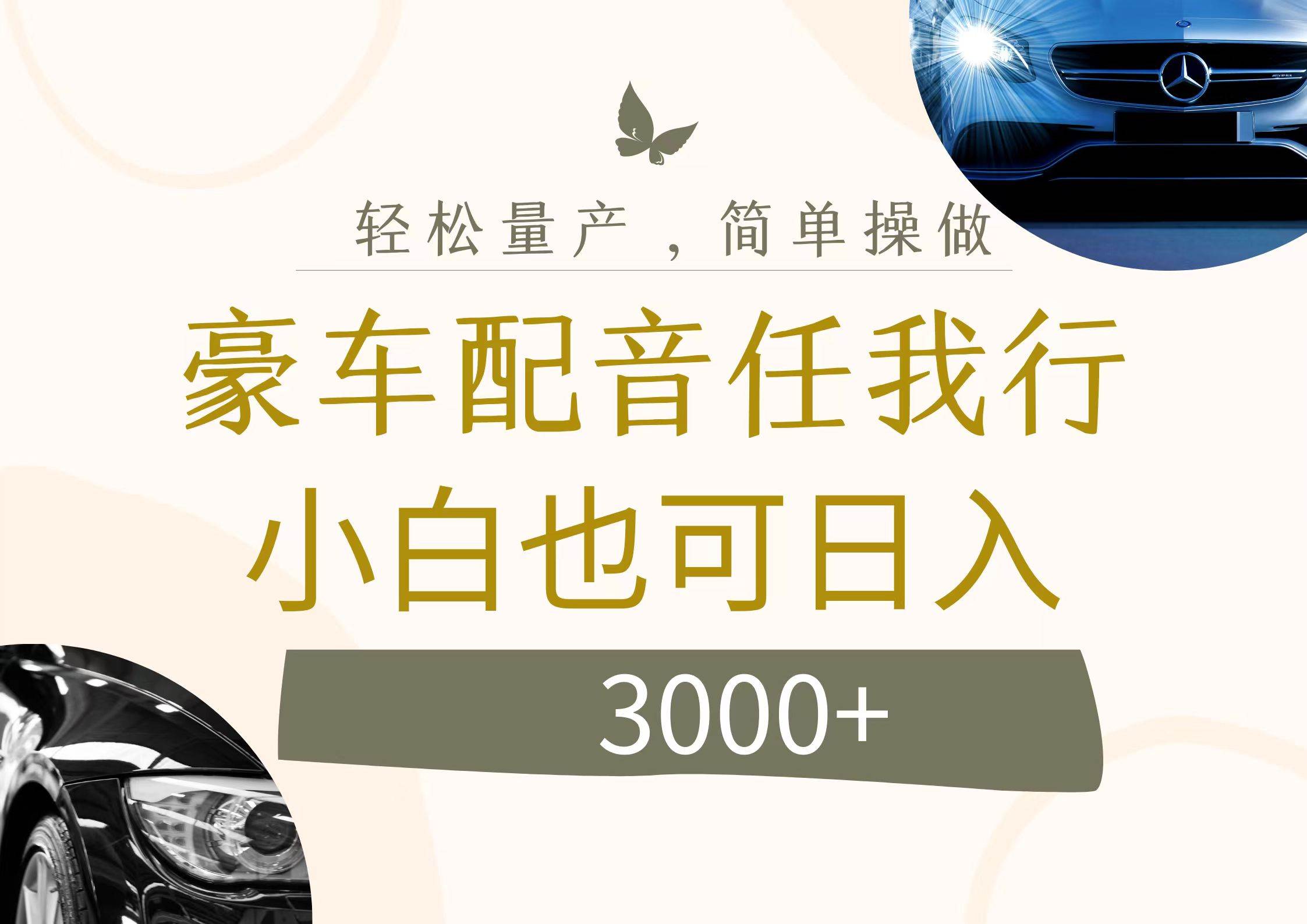 不为人知的暴力小项目，豪车配音，日入3000+-网创财富岛