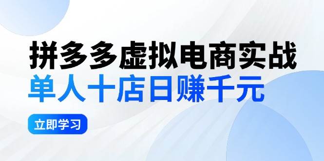 拼夕夕虚拟电商实战：单人10店日赚千元，深耕老项目，稳定盈利不求风口-网创财富岛