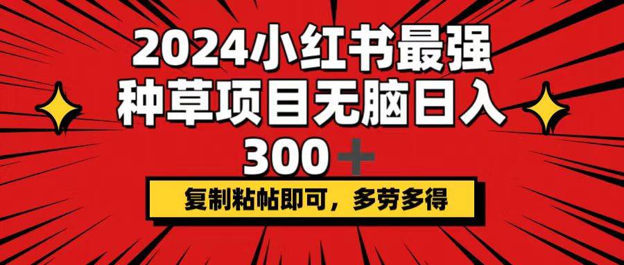 2024小红书最强种草项目，无脑日入300+，复制粘帖即可，多劳多得-网创财富岛