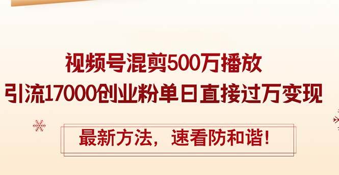 精华帖视频号混剪500万播放引流17000创业粉，单日直接过万变现，最新方…-网创财富岛